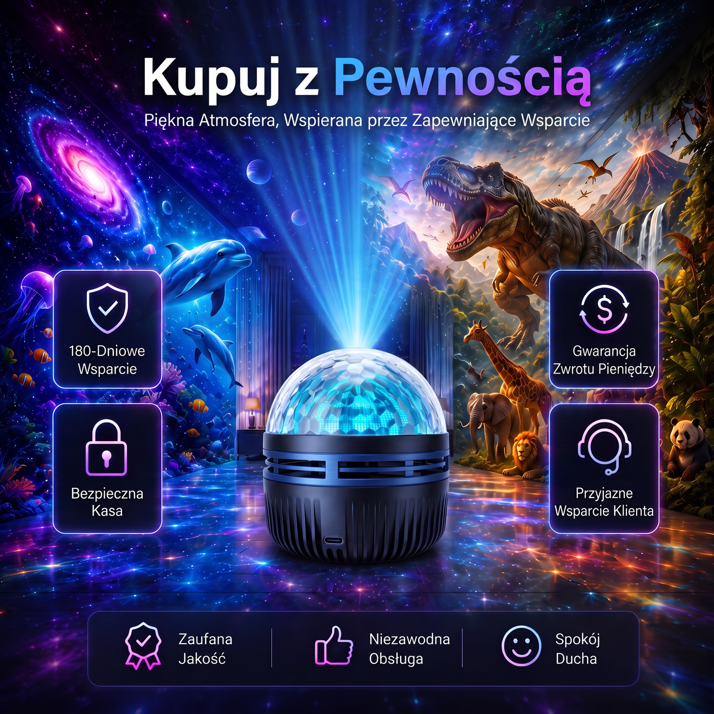 Oficjalny sklep | 🦖🌌 SCNDR® 360° inteligentny holograficzny projektor rozgwieżdżonego nieba — HD Smart Dynamic 5D