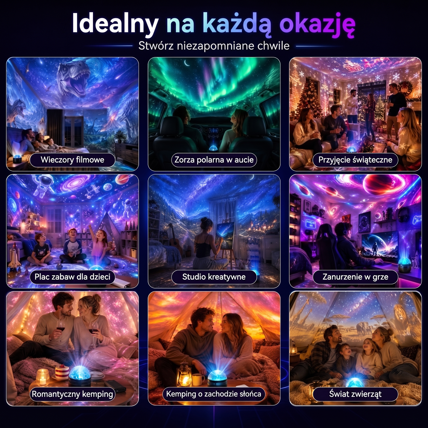 Oficjalny sklep | 🦖🌌 SCNDR® 360° inteligentny holograficzny projektor rozgwieżdżonego nieba — HD Smart Dynamic 5D