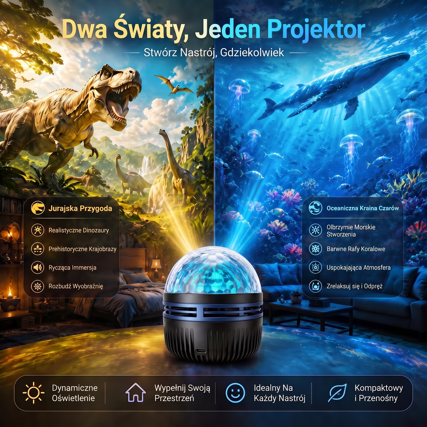 Oficjalny sklep | 🦖🌌 SCNDR® 360° inteligentny holograficzny projektor rozgwieżdżonego nieba — HD Smart Dynamic 5D