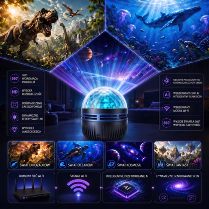 Oficjalny sklep | 🦖🌌 SCNDR® 360° inteligentny holograficzny projektor rozgwieżdżonego nieba — HD Smart Dynamic 5D