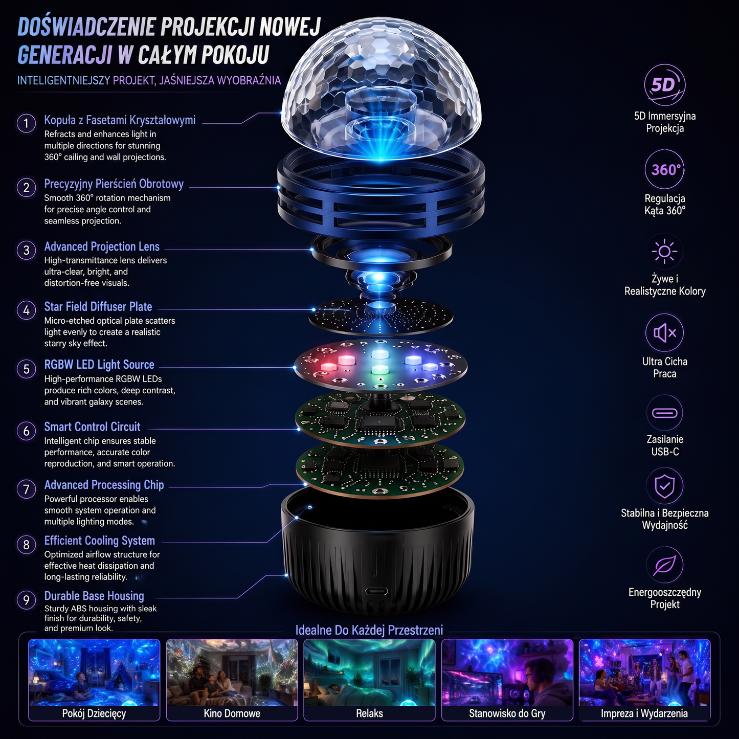 Oficjalny sklep | 🦖🌌 SCNDR® 360° inteligentny holograficzny projektor rozgwieżdżonego nieba — HD Smart Dynamic 5D