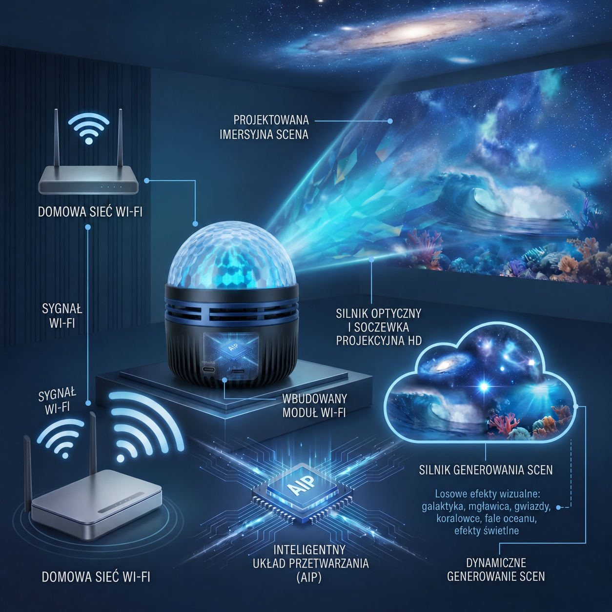 Oficjalny sklep | 💕🎁 SCNDR® 360° inteligentny holograficzny projektor rozgwieżdżonego nieba — HD Smart Dynamic 5D