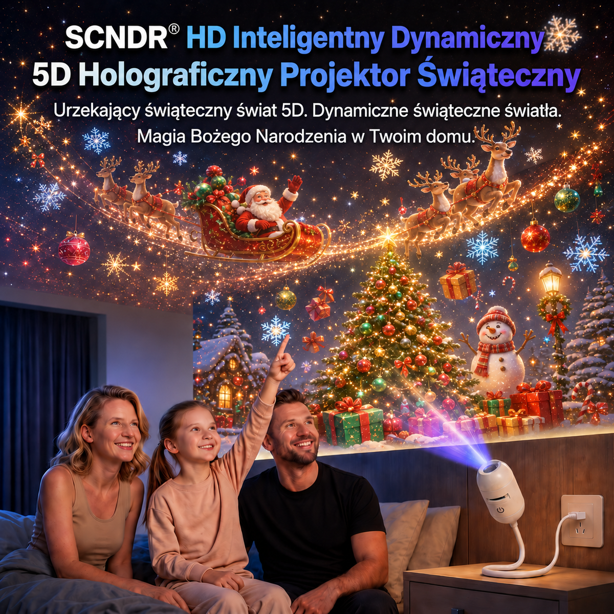 🎅🎁SCNDR® Projektor HD – idealny Prezent na Święta | Rzutnik LED (Prosta Obsługa)