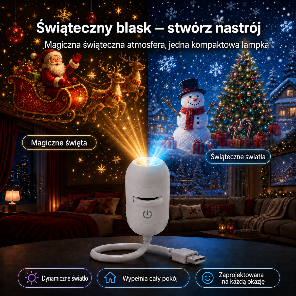 🎅🎁SCNDR® Projektor HD – idealny Prezent na Święta | Rzutnik LED (Prosta Obsługa)
