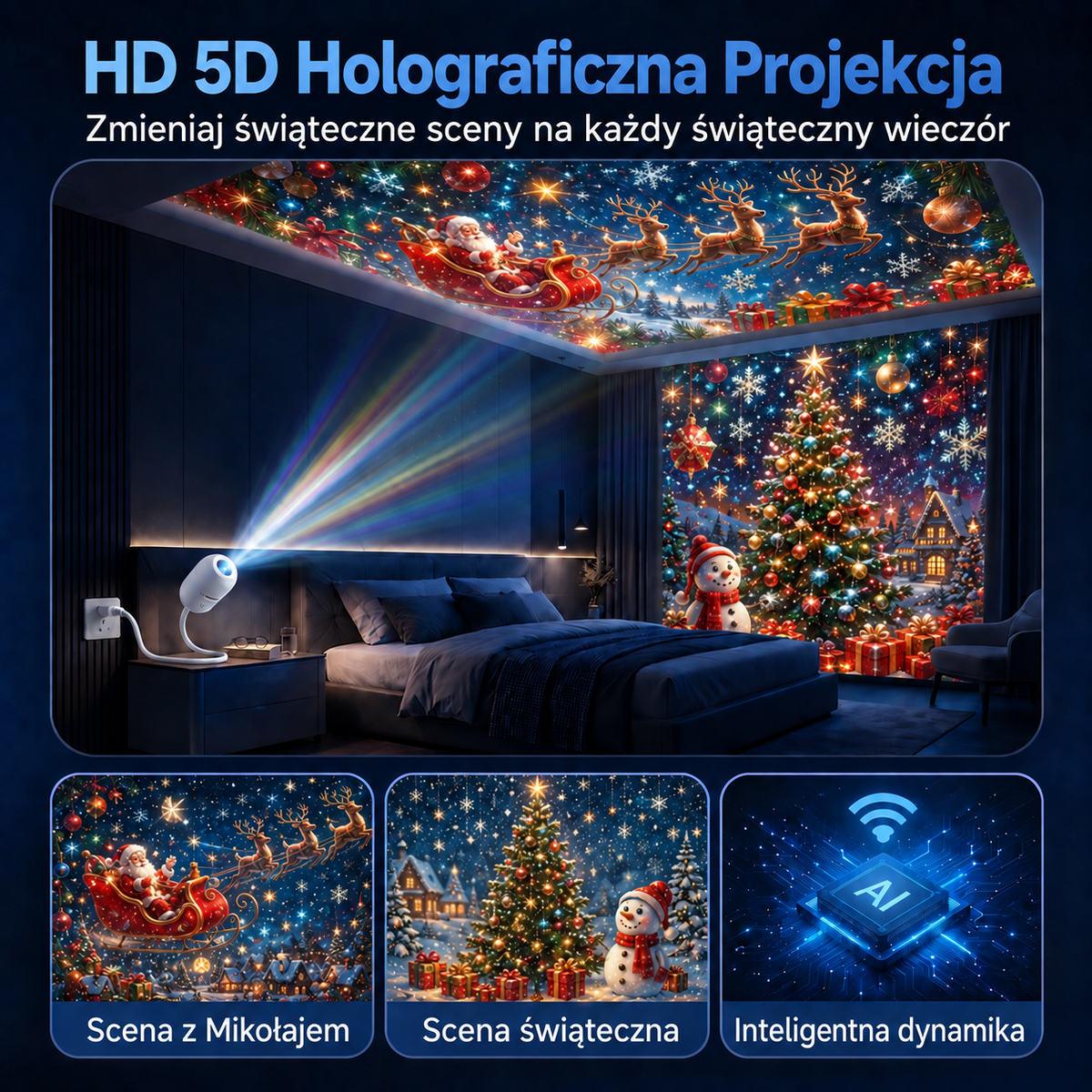🎅🎁SCNDR® Projektor HD – idealny Prezent na Święta | Rzutnik LED (Prosta Obsługa)