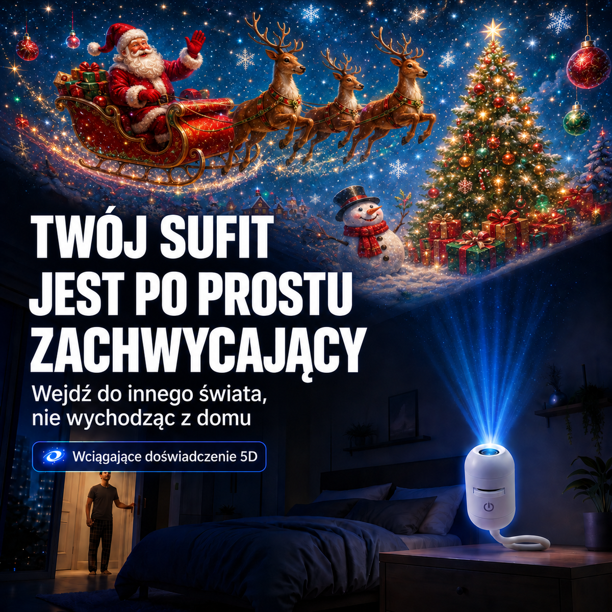 🎅🎁SCNDR® Projektor HD – idealny Prezent na Święta | Rzutnik LED (Prosta Obsługa)