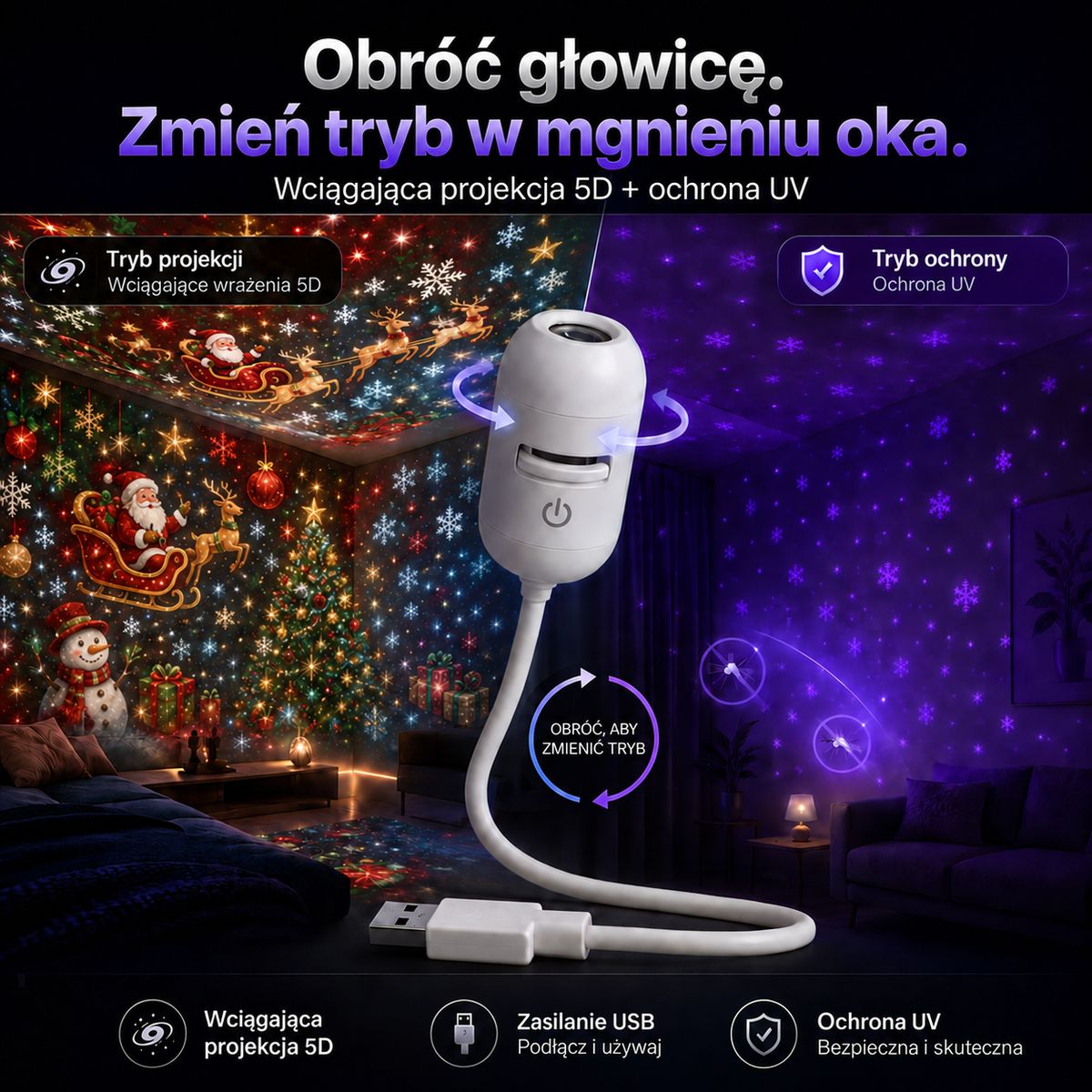 🎅🎁SCNDR® Projektor HD – idealny Prezent na Święta | Rzutnik LED (Prosta Obsługa)