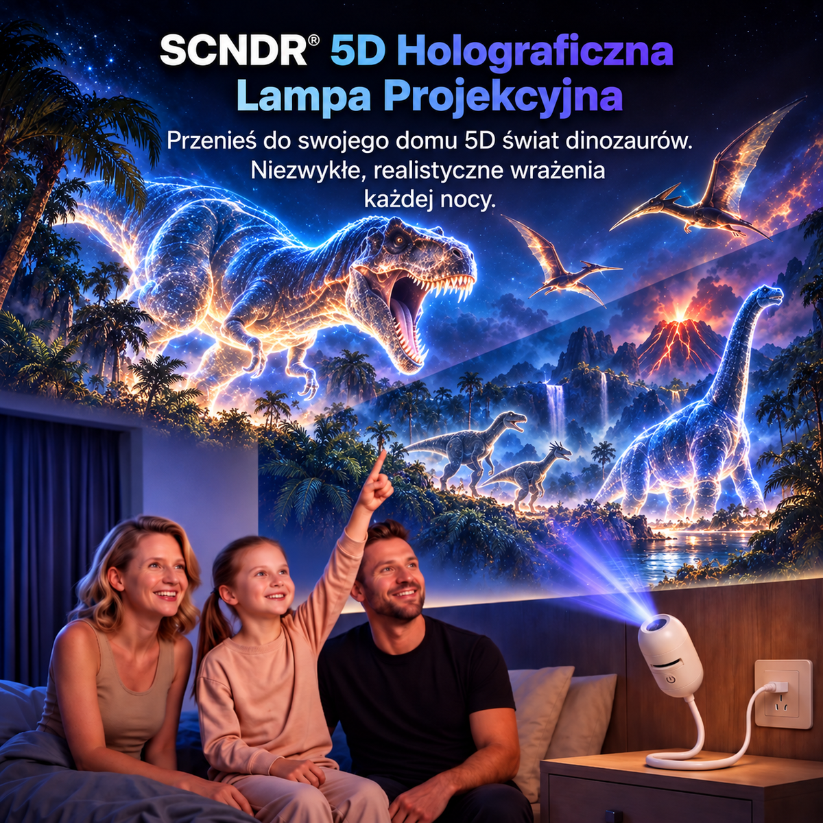 𝑺𝑪𝑵𝑫𝑹® 🦖⭐Projektor Dinozaur HD – Przenośny Rzutnik dla Dzieci